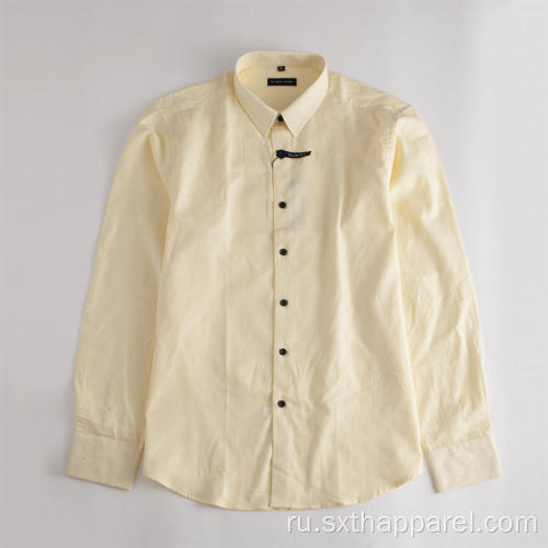 Окрашенная классическая мужская рубашка с длинным рукавом Goose Yellow